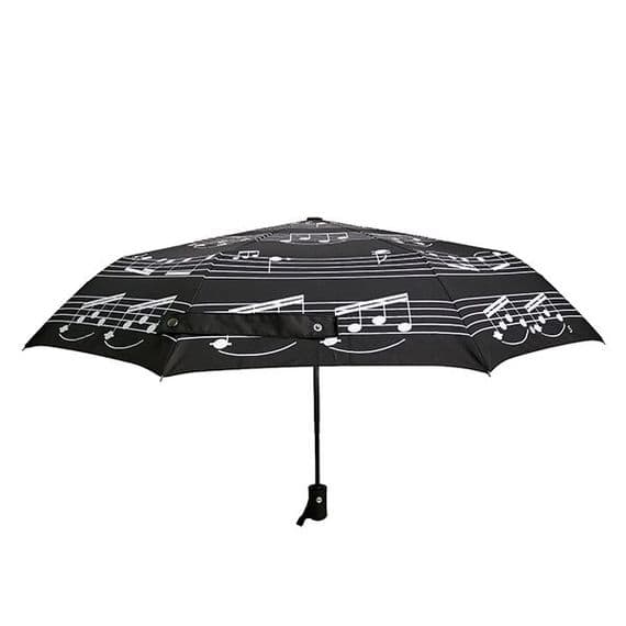 Compact Umbrella - Music Notes Black with White Notes | musical gifts online