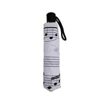 Compact Umbrella - Music Notes White with Black Notes | musical gifts online