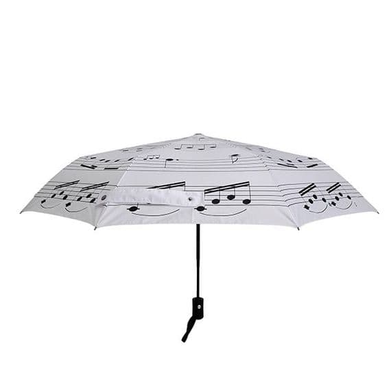 Compact Umbrella - Music Notes White with Black Notes | musical gifts online