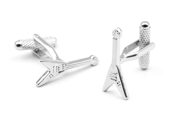 V-Shaped Electric Guitar Cufflinks by Onyx Art