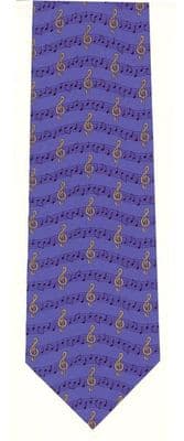 Wavy Treble Clefs on Blue Tie by TS