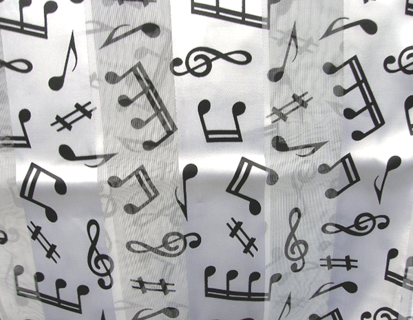 White Music Scarf with Black Notes - Music Scarves | musical gifts online