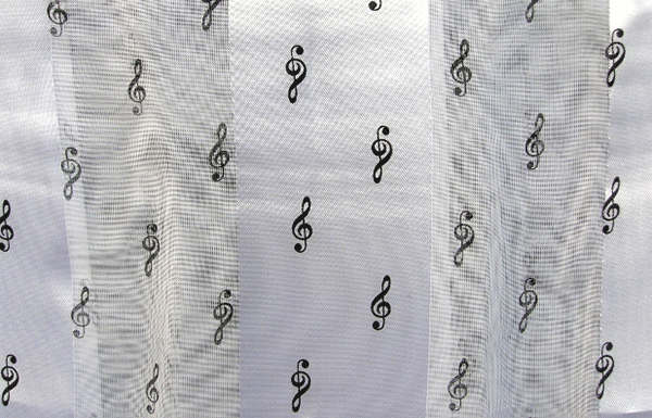 White Music Scarf with Black Treble Clefs - Music Scarves | musical gifts online