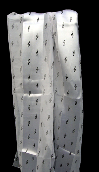 White Music Scarf with Black Treble Clefs - Music Scarves | musical gifts online