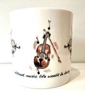 Without Music Life Would Be Boring Violin Mug | musical gifts online