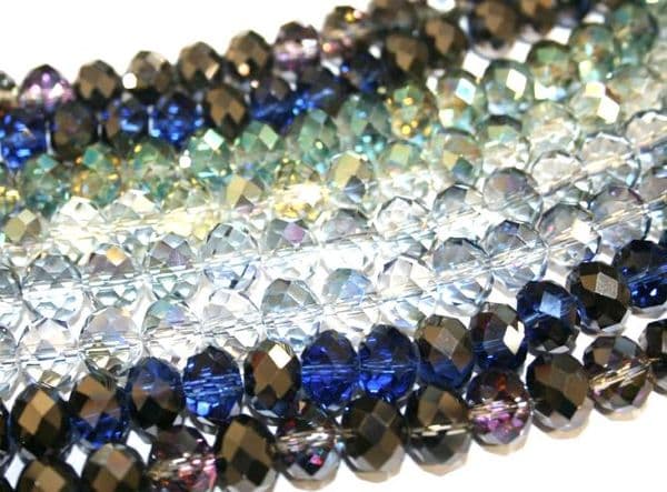 12mm Rondelle glass beads -- 2 tones
