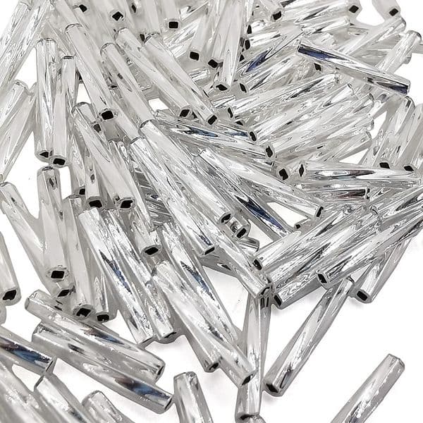 0001 SILVER LINED CRYSTAL Miyuki Twisted Bugle Beads 2x12mm