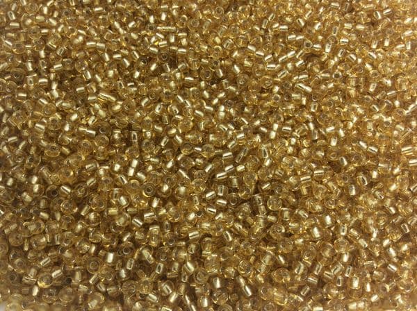 0003 SEED BEADS 8/0 GOLD SILVER LINED*