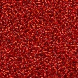 0010 SEED BEADS 8/0 FLAME RED SILVER LINED