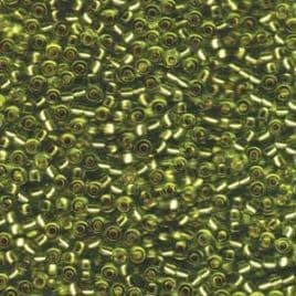 0014 SEED BEADS 15/0 CHARTREUSE SILVER LINED