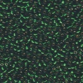 0016 SEED BEADS 15/0 GREEN SILVER LINED