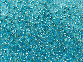 0018 SEED BEADS 8/0 AQUA SILVER LINED