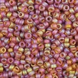 0134FR SEED BEADS 11/0 DK TOPAZ AB MATTED*