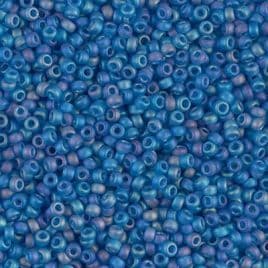 0149FR SEED BEADS 11/0 MATTED TRANSP CAPRI BLUE AB