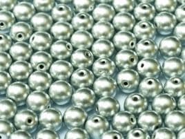 01700 ROUND CZECH BEADS METALLIC 4 MM ALUMINIUM SILVER (100 pieces)