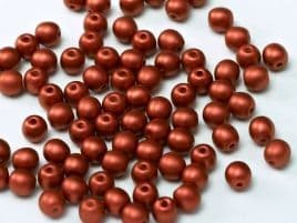 01890 ROUND CZECH BEADS METALLIC 6 MM LAVA RED (50 pieces)