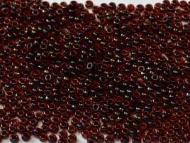0367 SEED BEADS 8/0 GARNET LINED RUBY AB