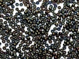 0453 SEED BEADS 11/0 METALLIC GREEN IRIS