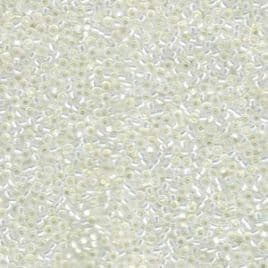 0551 SEED BEADS 15/0 GILT LINED WHITE OPAL*