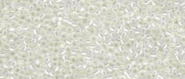0551 SEED BEADS 8/0 GILT LINED WHITE OPAL