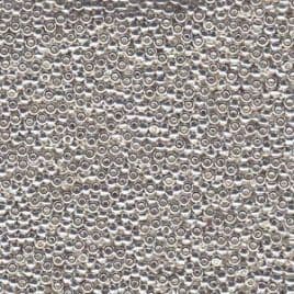 0961 SEED BEADS 15/0 BRIGHT STERLING PLATED