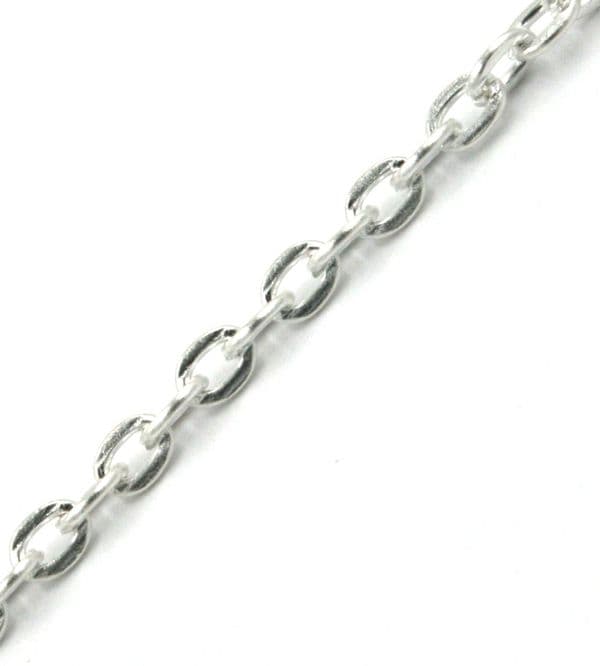 1 meter x 2.5mm Silver plated flat oval link chain