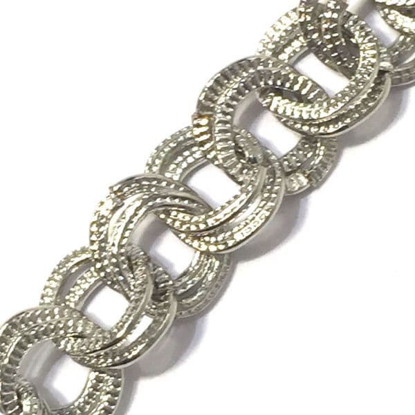 1 meter x 8*7mm rhodium plated double link chain - 6523043