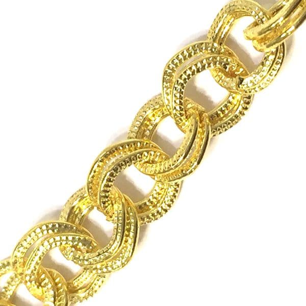 1 meter x 8mm gold plated round double link chain - 6523042