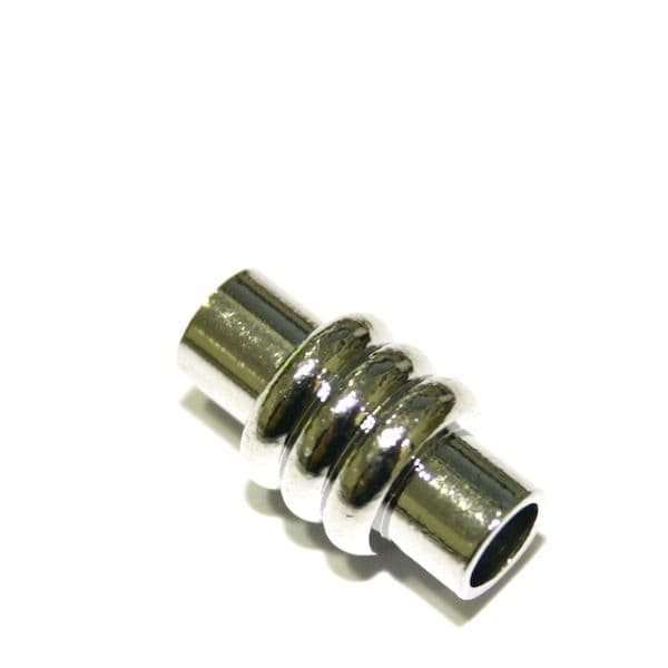 1 x 18mm Magnet Clasps ribbed barrel Rhodium Plated - S.F03 - WA216 - 2801011