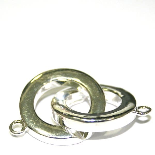 1 x 21mm Silver plated double ring clasps - S.F11 - WA207 - 3000017
