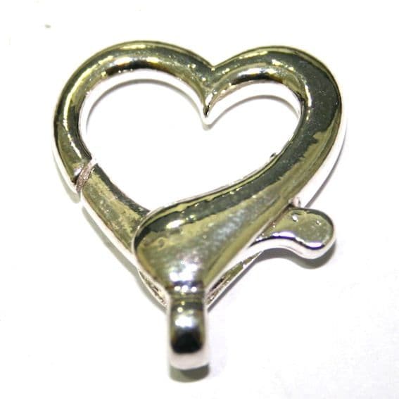 1 x Silver Plated Heart Clasp 26mm - S.FC01