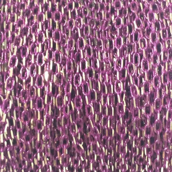 1.5mm faceted machine cut coloured belcher chain - pink / brass