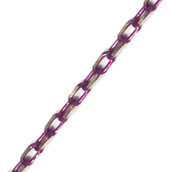 1.5mm faceted machine cut coloured belcher chain - pink / brass