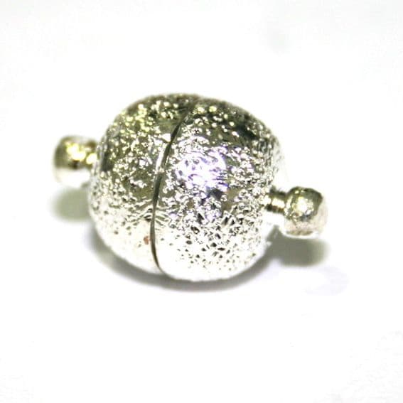 10 x 10mm Frosted Round Magnet Clasps Silver Plated - S.F011 - WC241 - 2801035