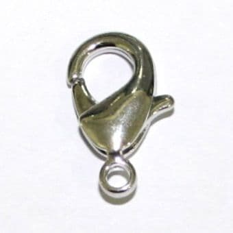 10 x Rhodium Lobster Clasps 15mm