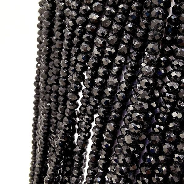 100 pcs x 4mm Glass Faceted Rondelle Black 002