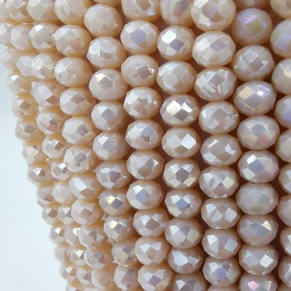 100 pcs x 4mm Glass Faceted Rondelle Coated Peach 057