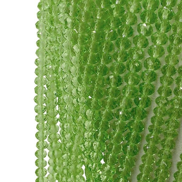 100 pcs x 4mm Glass Faceted Rondelle Light Green Clear 013