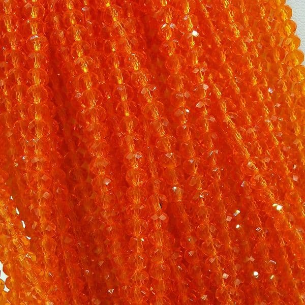 100 pcs x 4mm Glass Rondelle Orange Clear 030
