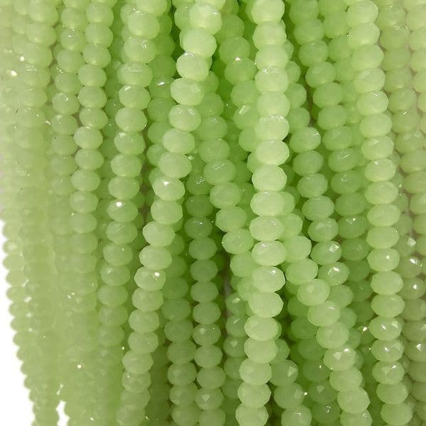 100 pcs x 4mm Glass Rondelle Pale Green 039