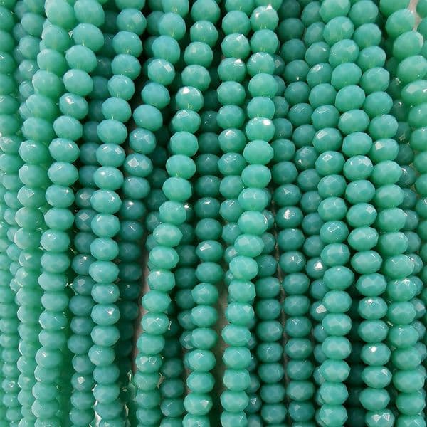 100 pcs x 4mm Turquoise Glass Rondelle 116