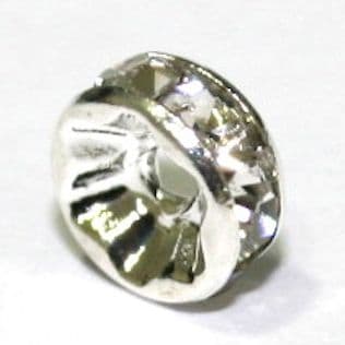 100 x 4mm Silverplated clear crystal rondelle spacers - straight sided