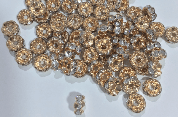 100 x 6mm rose gold rondelle wavy spacer- clear