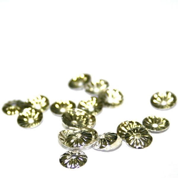 100 x 6mm silver plated bead cap - S.F08 - WC032 - 2502030