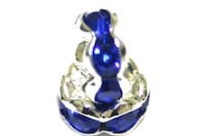 100 x 6mm Silver Plated Rhinestone Rondelle Spacers  Sapphire Blue