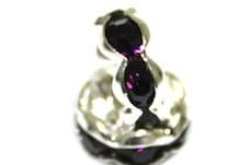 100 x 8mm Silver Plated Rhinestone Rondelle Spacers  Deep Purple