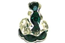 100 x 8mm Silver Plated Rhinestone Rondelle Spacers  Emerald Green