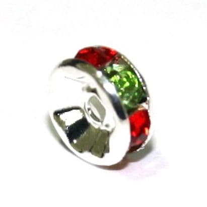 100 x 8mm Silver Plated Straight Sided Rondelle Spacer Multi Coloured Crystals -2503007