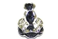 100 x 8mm Silver Plated wavy edge rhinestone rondelle Spacers-  Purple 2