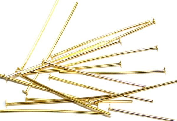 100pcs X 0.7mm*30mm Gold flat head pins - S.F - WA199 - 5000056